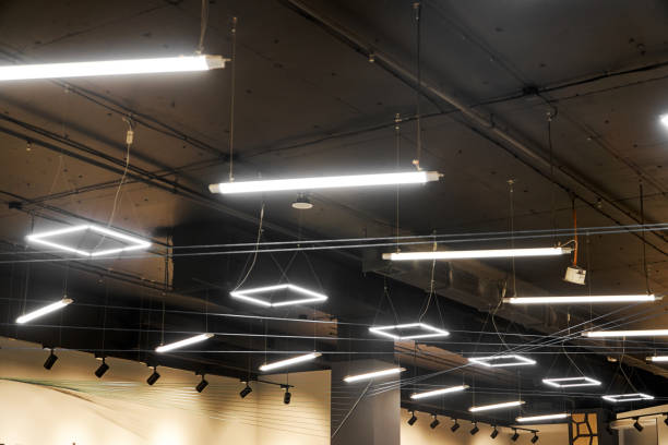 LED ceiling lights installed in a commercial space as part of retrofit